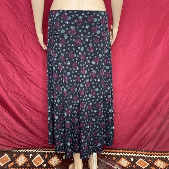 LuLaRoe Geometric Fold Over Waistband A Line Azure Blue Circle Skirt Women's XL - Picture 4 of 6